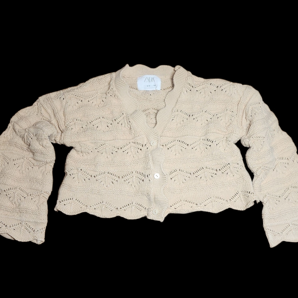 Zara Beige Knit Girls Cardigan - Picture 2 of 6